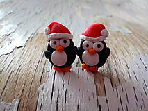 Náušnice - vianoční tučniaci - napichovačky - 8663988_