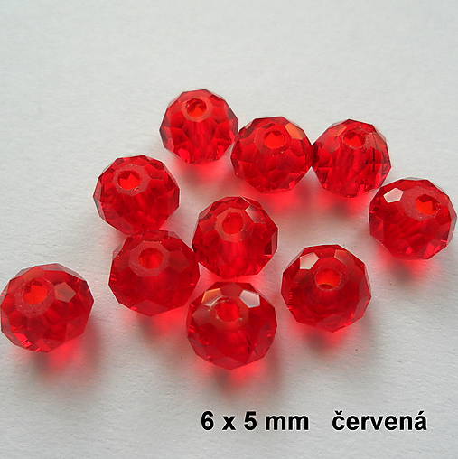 Sklenená rondelka 6x5mm-1ks (červená)