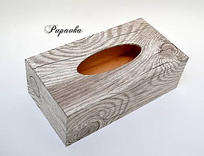 Úložné priestory & Organizácia - Box na vreckovky sivé drevo - 8665016_