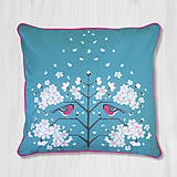 Úžitkový textil - Vankúš - hýľ a čerešňový kvet - 8666363_