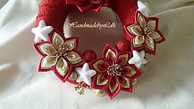 Dekorácie - Vianočný venček - červeno-bielo-zlatý - 8671060_