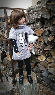 Detské oblečenie - Rolákové šaty s mačičkami - 8669817_