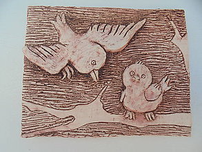 Obrazy - Vtáčiky reliéf -- keramika - 8671560_