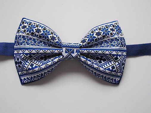 Pánske doplnky - Pánsky motýlik - vzorovaný v modrom - 8679758_