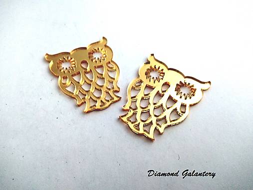 Komponenty - Ozdobná aplikácia Sova zlatá - 8684008_