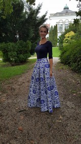 Sukne - slávnostná sukňa Modrý ornament - 8682661_