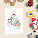 Papiernictvo - VÝPREDAJ Snehuliak - vianočná pohľadnica - 8685562_