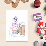 Papiernictvo - VÝPREDAJ Snehuliak - vianočná pohľadnica - 8685564_