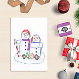Papiernictvo - VÝPREDAJ Snehuliak - vianočná pohľadnica - 8685566_