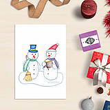 Papiernictvo - VÝPREDAJ Snehuliak - vianočná pohľadnica - 8685567_
