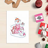 Papiernictvo - VÝPREDAJ Snehuliak - vianočná pohľadnica - 8685569_