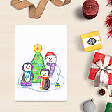 Papiernictvo - VÝPREDAJ Snehuliak - vianočná pohľadnica - 8685570_