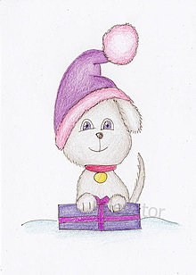 Papiernictvo - Nežné vianočné pohľadnice (psík) - 8684089_