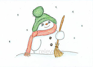 Papiernictvo - Nežné vianočné pohľadnice (snehuliak) - 8684123_