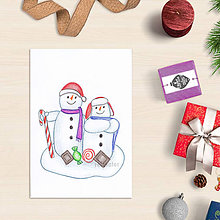 Papiernictvo - VÝPREDAJ Snehuliak - vianočná pohľadnica (4) - 8685566_