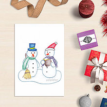 Papiernictvo - VÝPREDAJ Snehuliak - vianočná pohľadnica (5) - 8685567_