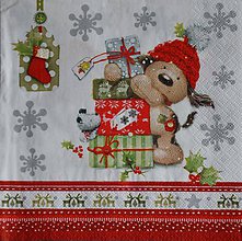 Papier - servítka "Vianočný psík s darčekmi" - 8691508_