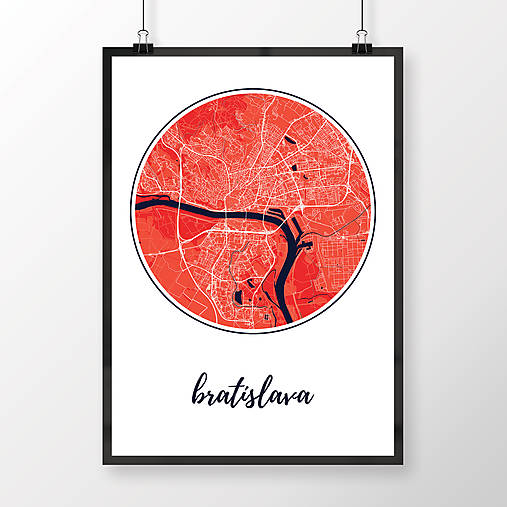 Grafika - BRATISLAVA, okrúhla, červená - 8688042_