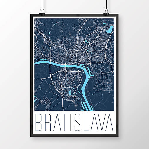 Grafika - BRATISLAVA, moderná, tmavomodrá - 8688073_