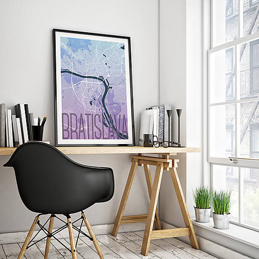 Grafika - BRATISLAVA, elegantná, modro-fialová - 8688080_