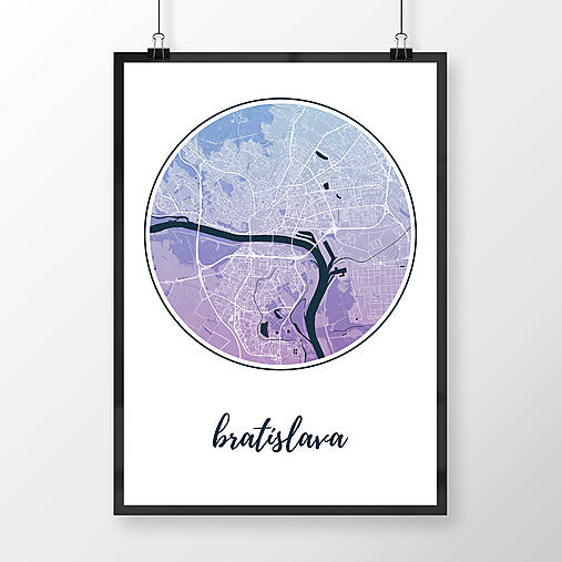 Grafika - BRATISLAVA, okrúhla, modro-fialová - 8688087_