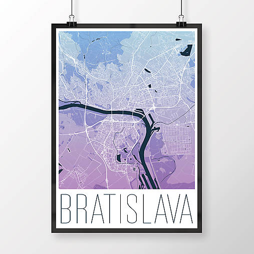 Grafika - BRATISLAVA, moderná, modro-fialová - 8688098_