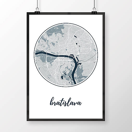 Grafika - BRATISLAVA, okrúhla, svetlomodrá - 8688109_