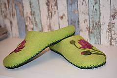 Ponožky, pančuchy, obuv - Plstené papuče zelené - 8690564_