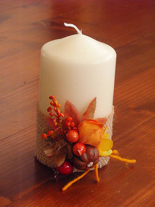 Jesenná sviečka s tekvicou 12cm