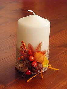 Sviečky - Jesenná sviečka s tekvicou 12cm - 8688239_