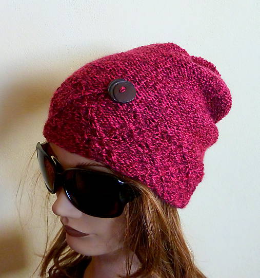 Čiapky, čelenky, klobúky - Vinova predlzena s bambulkou SKLADOM - 8690396_