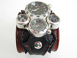 Náramky - Netradičné pánske hodinky, kožený náramok - 8701518_