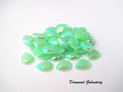 Galantéria - Ozdobné kamienky 10x14 mm - zelené AB - 8703614_