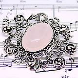 Barocco Pink Rose Quartz Brooch / Baroková brošňa s ruženínom v starostriebornom prevedení /0450