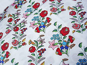 Textil - Látka bavlna farebné folkové kvety - 8715870_
