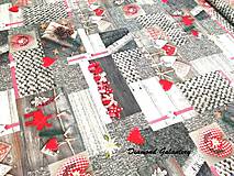 Textil - Bavlna režná - Vianočný patchwork III - cena za 10 cm - 8723637_