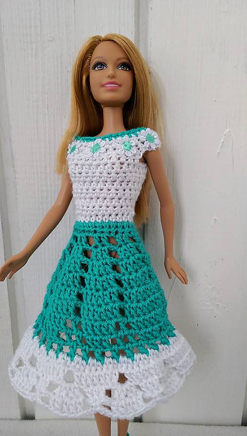  - Zelenobiele šaty 2 pre Barbie - 8721363_