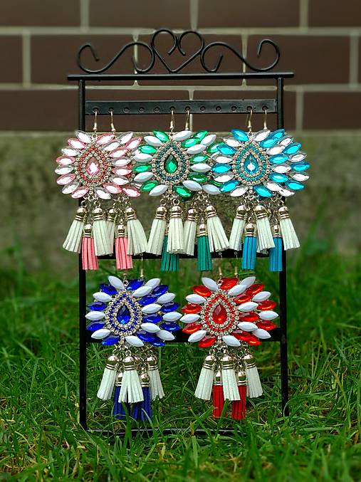 Náušnice - Farebné slzičkové náušničky s troma strapčekmi ;)  - 8723927_