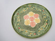 Nádoby - Pizza tanier veľký Kvety zelená 32 cm - 8725708_