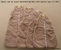 Detský textil - Ovčie rúno Detský spací vak na zimu 100% MERINO TOP super wash BODKA béžová S/M/L/XL/XXL/XS - 8729355_