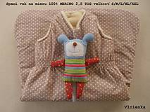Detský textil - Ovčie rúno Detský spací vak na zimu 100% MERINO TOP super wash BODKA béžová S/M/L/XL/XXL/XS - 8729356_