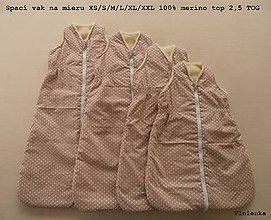 Detský textil - Ovčie rúno Detský spací vak na zimu 100% MERINO TOP super wash BODKA béžová S/M/L/XL/XXL/XS - 8729355_