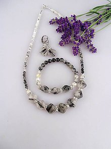 Sady šperkov - Turmalín-skoryl súprava náhrdelník, náramok, náušnice - 8729060_