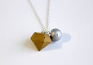 Náhrdelníky - Betónový náhrdelník Duo yellow/silver - 8728491_