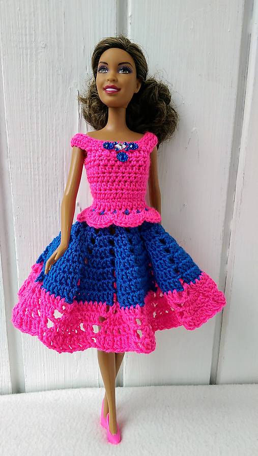  - Cyklamenové šaty 2 pre Barbie - 8731686_