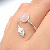 Prstene - Simple Leaf Silver Gemstone Ring Ag925 / Strieborný prsteň s minerálom - 8738150_