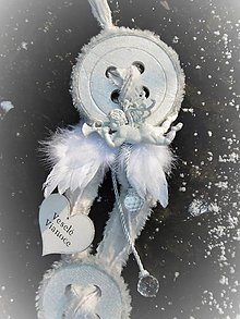 Dekorácie - Luxusná gombíková vianočná nálada s anjelom - 8740729_