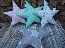 Detské doplnky - vankúš hviezda (Mint s hviezdami) - 8746221_