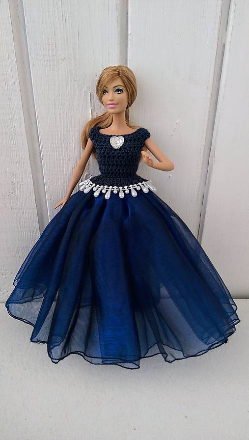  - Tmavomodré šaty pre Barbie - 8756864_