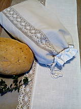 Úžitkový textil - Darčeková sada vrecko + košík z ručne tkaného ľanového plátna - 8759528_